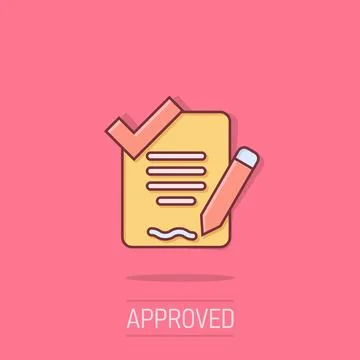 Document checklist icon in comic style. Report cartoon vector illustration .. Stockillustratie