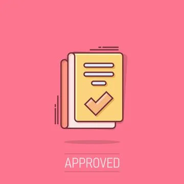 Document checklist icon in comic style. Report cartoon vector illustration .. Illustrazione stock