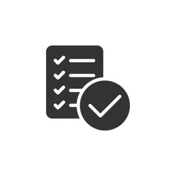 Document checklist icon in flat style. Report vector illustration on white is Illustrazione stock