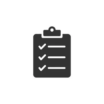 Document checklist icon in flat style. Report vector illustration on white is Stockillustratie