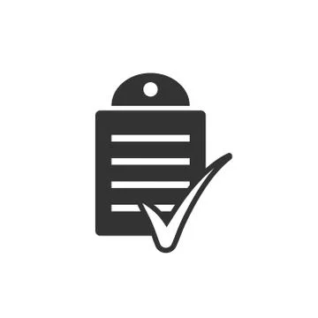 Document checklist icon in flat style. Report vector illustration on white is Stock Illustration