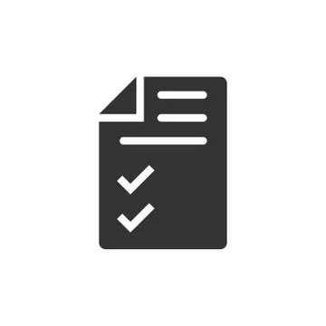 Document checklist icon in flat style. Report vector illustration on white is Stockillustratie
