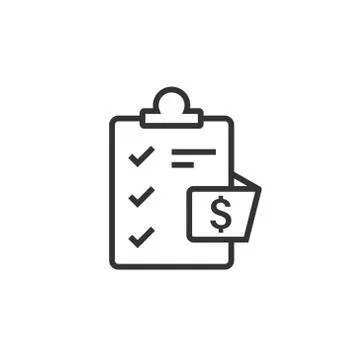 Document checklist icon in flat style. Report vector illustration on white is Illustrazione stock