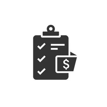 Document checklist icon in flat style. Report vector illustration on white is Illustrazione stock