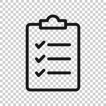 Document checklist icon in flat style. Report vector illustration on white is Illustrazione stock