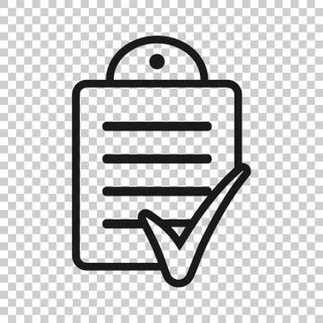 Document checklist icon in flat style. Report vector illustration on white is Illustrazione stock