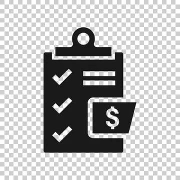 Document checklist icon in flat style. Report vector illustration on white is Stock Illustration