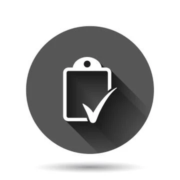Document checklist icon in flat style. Report vector illustration on black ro Stockillustratie