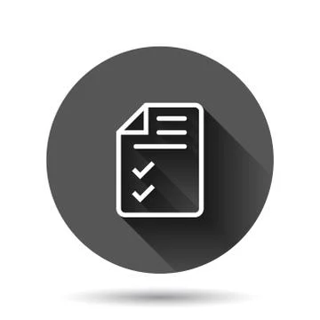 Document checklist icon in flat style. Report vector illustration on black ro Stock Illustration