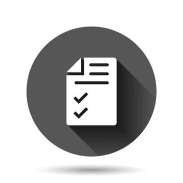 Document checklist icon in flat style. Report vector illustration on black ro Stock Illustration