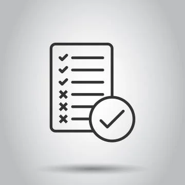 Document checklist icon in flat style. Report vector illustration on white is Illustrazione stock