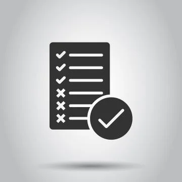 Document checklist icon in flat style. Report vector illustration on white is Illustrazione stock