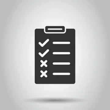 Document checklist icon in flat style. Report vector illustration on white is Stock Illustration