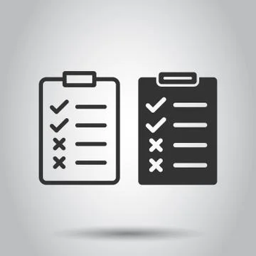 Document checklist icon in flat style. Report vector illustration on white is Stockillustratie