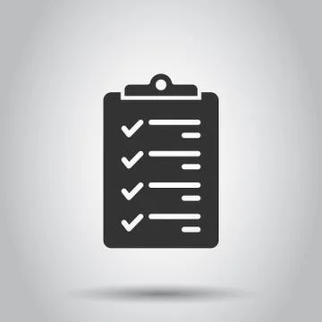 Document checklist icon in flat style. Report vector illustration on white is Stockillustratie