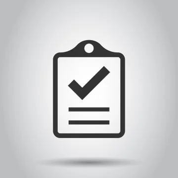 Document checklist icon in flat style. Report vector illustration on white is Illustrazione stock
