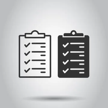 Document checklist icon in flat style. Report vector illustration on white is Stockillustratie