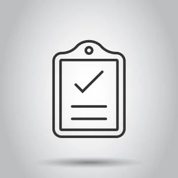 Document checklist icon in flat style. Report vector illustration on white is Illustrazione stock