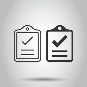 Document checklist icon in flat style. Report vector illustration on white is Stock Illustration