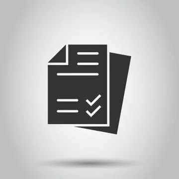 Document checklist icon in flat style. Report vector illustration on white is Stock Illustration