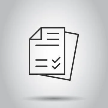 Document checklist icon in flat style. Report vector illustration on white is Stockillustratie
