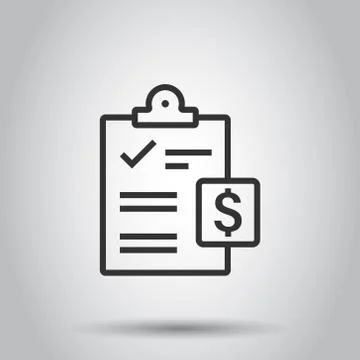 Document checklist icon in flat style. Report vector illustration on white is Illustrazione stock