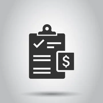 Document checklist icon in flat style. Report vector illustration on white is Illustrazione stock