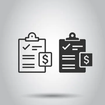 Document checklist icon in flat style. Report vector illustration on white is Stock Illustration
