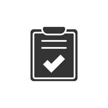 Document checklist icon in flat style. Report vector illustration on white is Stock Illustration