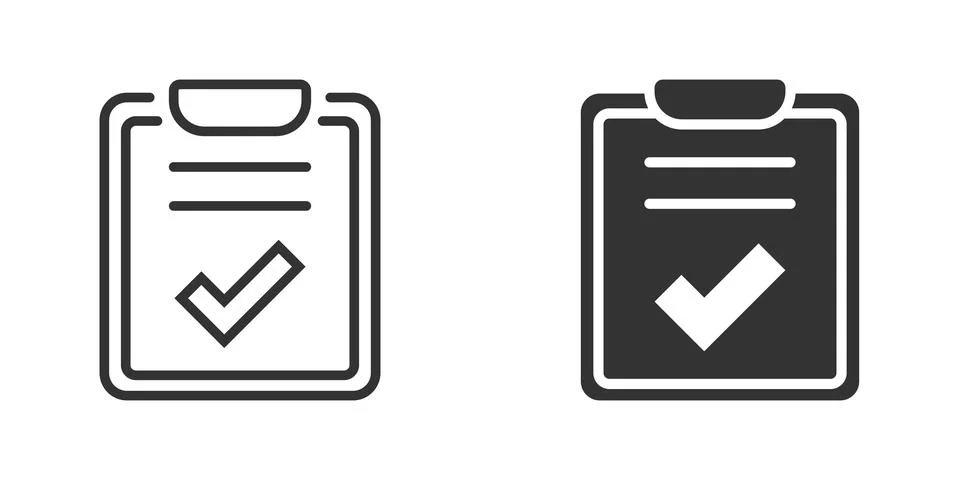 Document checklist icon in flat style. Report vector illustration on white is Illustrazione stock