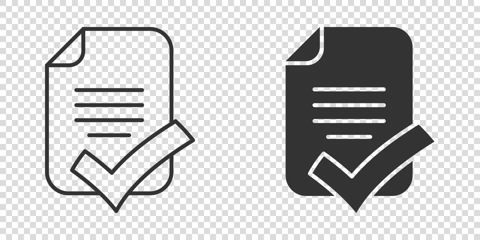 Document checklist icon in flat style. Report vector illustration on white is Illustrazione stock