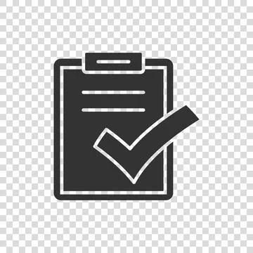 Document checklist icon in flat style. Report vector illustration on white is Illustrazione stock