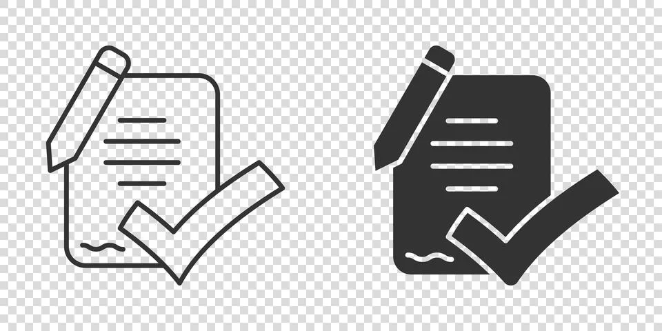 Document checklist icon in flat style. Report vector illustration on white is Illustrazione stock
