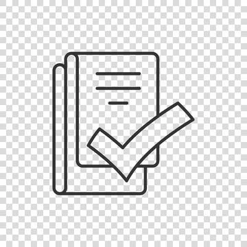 Document checklist icon in flat style. Report vector illustration on white is Stock Illustration