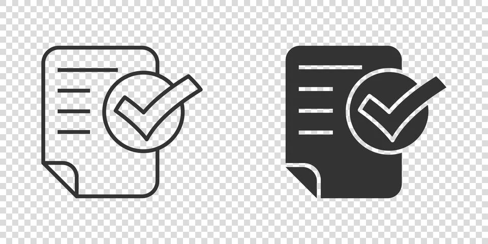 Document checklist icon in flat style. Report vector illustration on white is Illustrazione stock