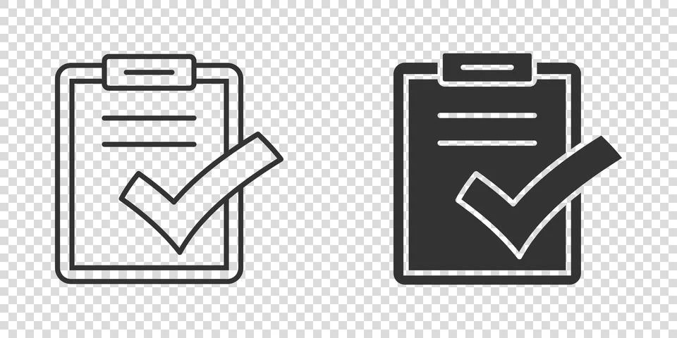 Document checklist icon in flat style. Report vector illustration on white is Illustrazione stock