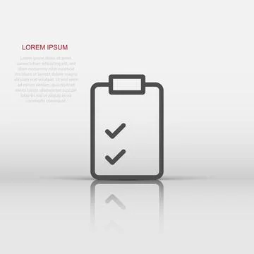 Document checklist icon in flat style. Report vector illustration on white .. Illustrazione stock