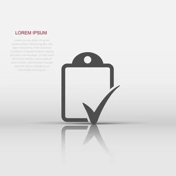 Document checklist icon in flat style. Report vector illustration on white .. Illustrazione stock