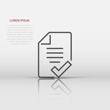 Document checklist icon in flat style. Report vector illustration on white .. Illustrazione stock