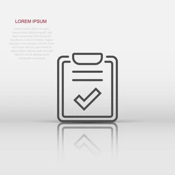 Document checklist icon in flat style. Report vector illustration on white .. Illustrazione stock