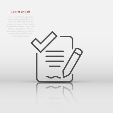 Document checklist icon in flat style. Report vector illustration on white .. Illustrazione stock