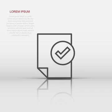 Document checklist icon in flat style. Report vector illustration on white .. Illustrazione stock
