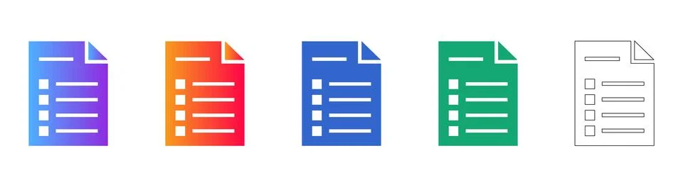Document Checklist Icon Set Stock Illustration
