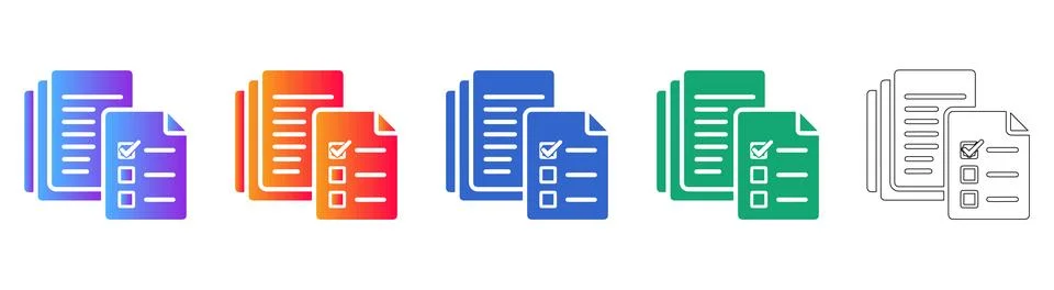 Document Checklist Icon Set for Task Management Illustrazione stock