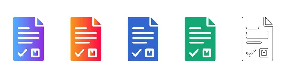 Document Checklist Icons in Modern Gradient and Outline Styles Illustrazione stock