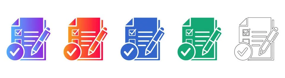 Document Checklist Icons with Pen 库存插图