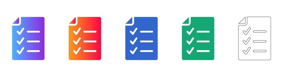 Document Checklist Icons for Planning and Completion Stock Illustration