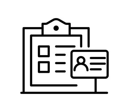Document checklist with identification card and clipboard outline design Stock Illustration