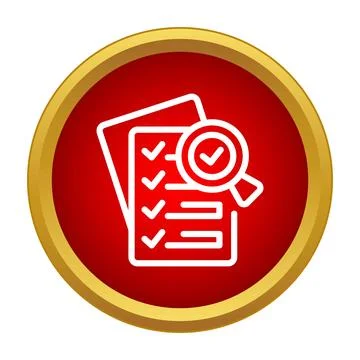 Document checklist with magnifying glass icon reviewing tasks 스톡 일러스트