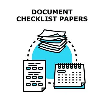 Document checklist papers organizing business planning schedule Stock Illustration